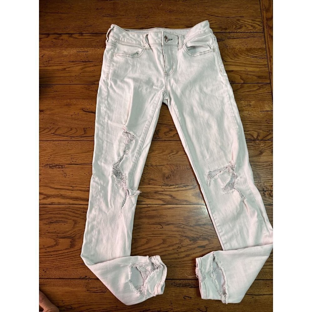 American Eagle Distressed Super Stretch Women's White Hi Rise Jegging Size 4 J65